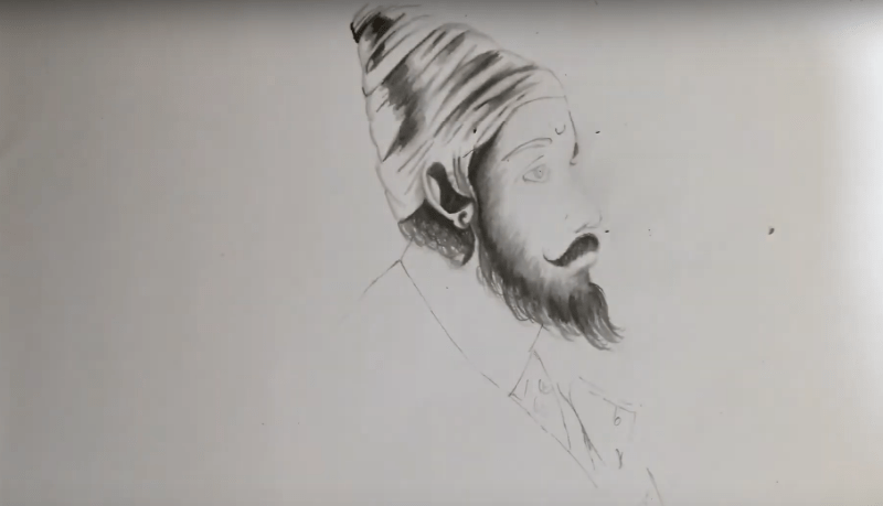 draw Shivaji's beard as well as his mustache