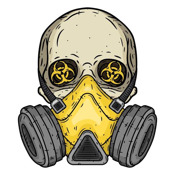 kid with gas mask drawing