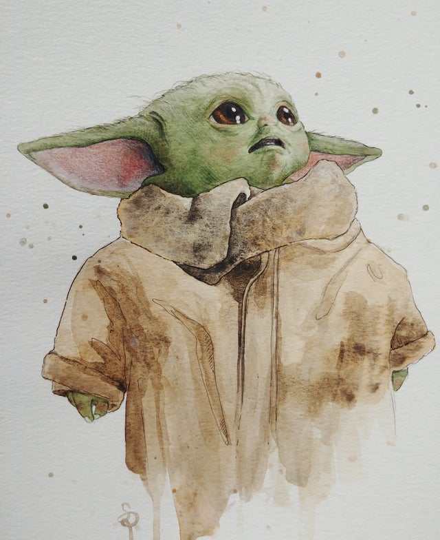 Learn To Draw A Baby Yoda Drawing In 6 Easy Steps.