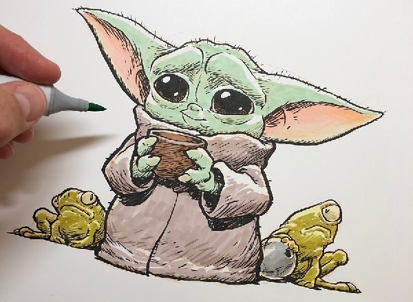 baby yoda drawing 
baby yoda sketch