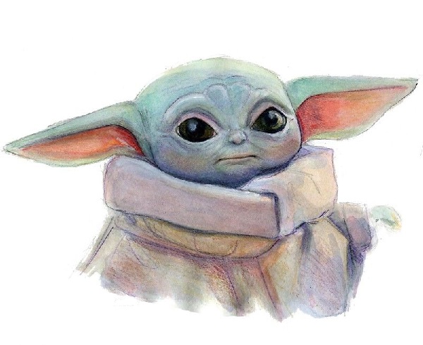 Learn To Draw A Baby Yoda Drawing In 6 Easy Steps.