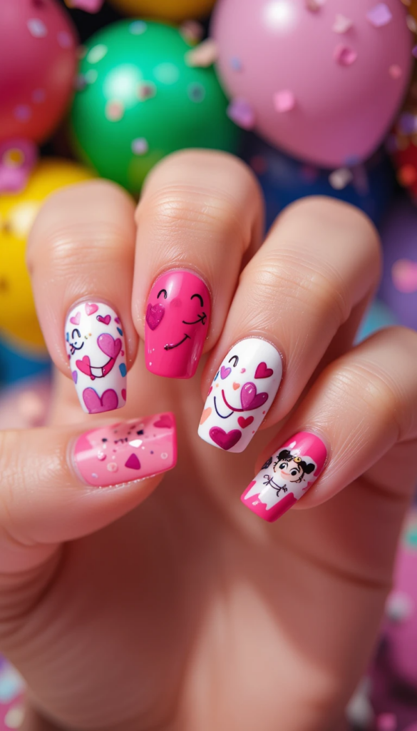 Playful & Whimsical: Cartoon Hearts and Emojis